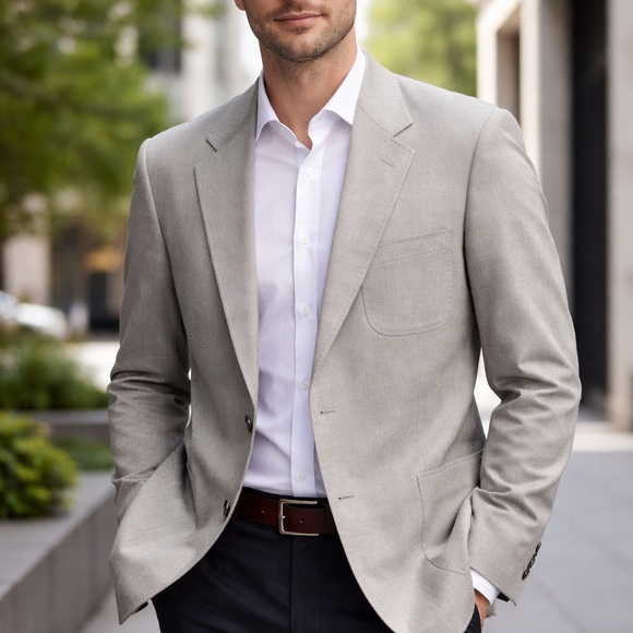 Men's vintage Light Gray ultrasuede Casual Blazer